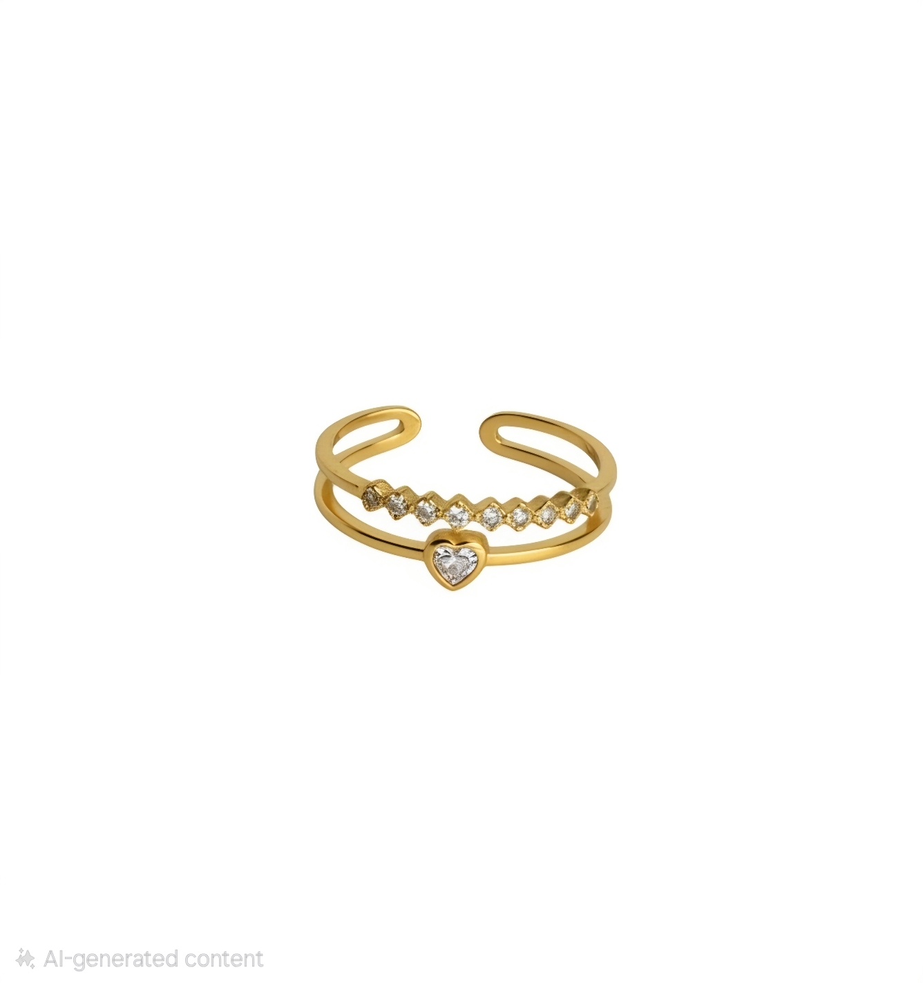 Double Band Heart Adjustable Ring